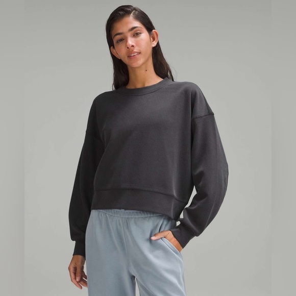 Lululemon Ribbed Softstreme Perfectly Oversized Cropped Crew size 6 - Picture 2 of 11